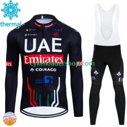 Uae Emirates 2024 Män Cykeltröja Långärmad och Bib Cykeltights Vinter Thermal Fleece N001