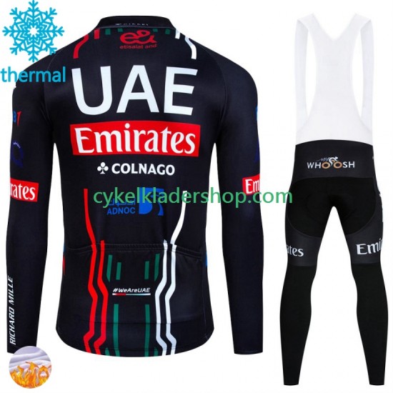 Uae Emirates 2024 Män Cykeltröja Långärmad och Bib Cykeltights Vinter Thermal Fleece N001