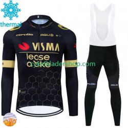 Visma Lease A Bike 2024 Män Cykeltröja Långärmad och Bib Cykeltights Vinter Thermal Fleece N001
