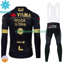Visma Lease A Bike 2024 Män Cykeltröja Långärmad och Bib Cykeltights Vinter Thermal Fleece N001