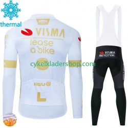 Visma Lease A Bike 2024 Män Cykeltröja Långärmad och Bib Cykeltights Vinter Thermal Fleece N002