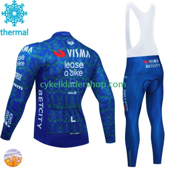 Visma Lease A Bike Tdf 2024 Blanc Män Cykeltröja Långärmad och Bib Cykeltights Vinter Thermal Fleece