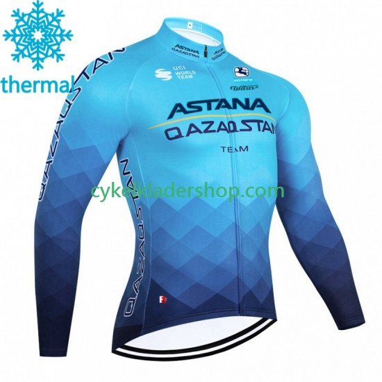 Astana Qazaqstan 2023 Män Cykeltröja Vinter Thermal Fleece