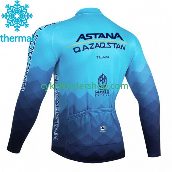 Astana Qazaqstan 2023 Män Cykeltröja Vinter Thermal Fleece