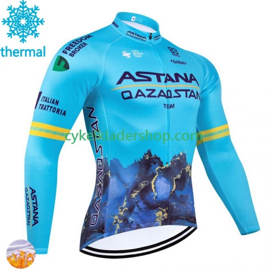 Astana Qazaqstan 2024 Män Cykeltröja Vinter Thermal Fleece N001