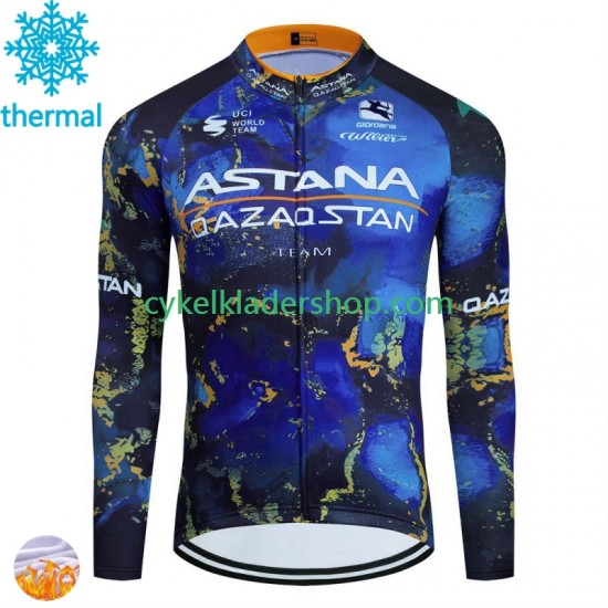 Astana Qazaqstan 2024 Män Cykeltröja Vinter Thermal Fleece