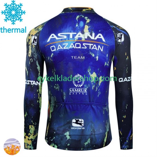 Astana Qazaqstan 2024 Män Cykeltröja Vinter Thermal Fleece