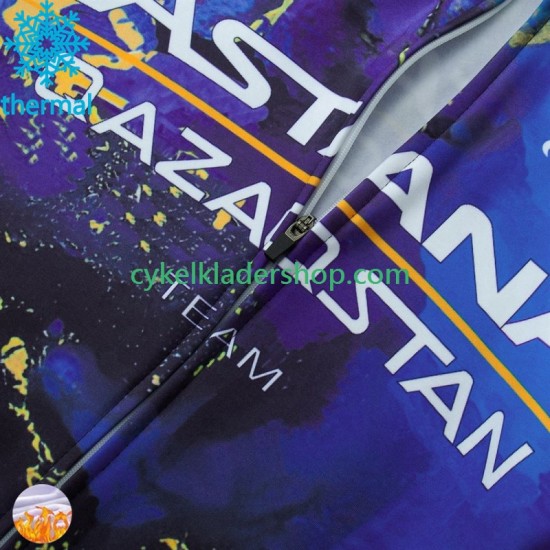 Astana Qazaqstan 2024 Män Cykeltröja Vinter Thermal Fleece