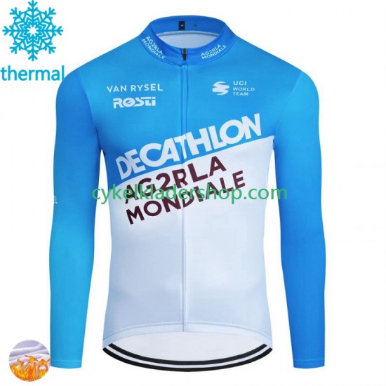 Decathlon Ag2R 2024 Män Cykeltröja Vinter Thermal Fleece