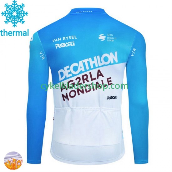 Decathlon Ag2R 2024 Män Cykeltröja Vinter Thermal Fleece
