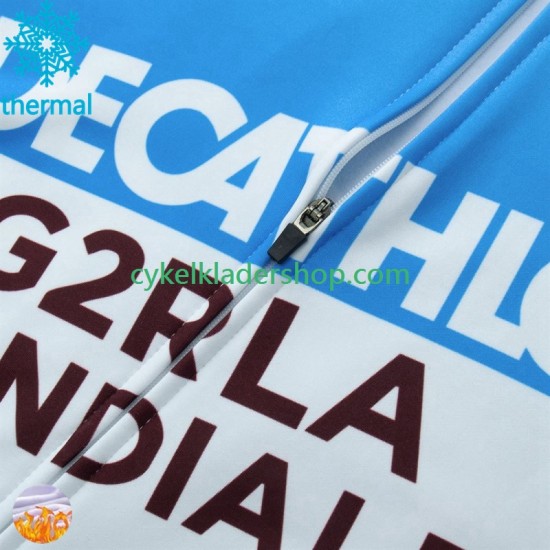 Decathlon Ag2R 2024 Män Cykeltröja Vinter Thermal Fleece