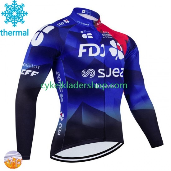 Fdj Suez 2024 Män Cykeltröja Vinter Thermal Fleece