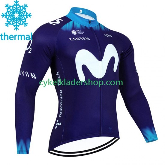 Movistar 2023 Män Cykeltröja Vinter Thermal Fleece