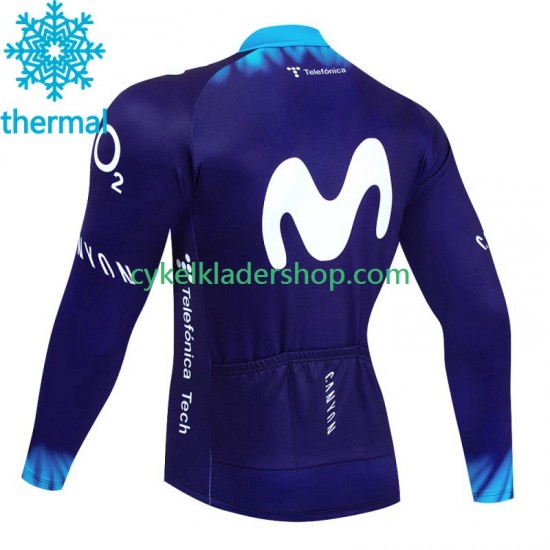 Movistar 2023 Män Cykeltröja Vinter Thermal Fleece