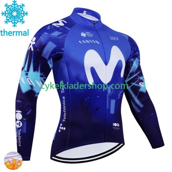 Movistar 2024 Män Cykeltröja Vinter Thermal Fleece