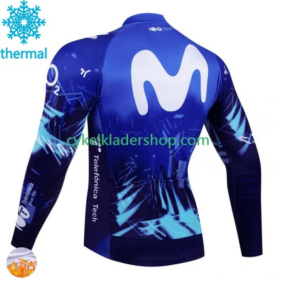 Movistar 2024 Män Cykeltröja Vinter Thermal Fleece