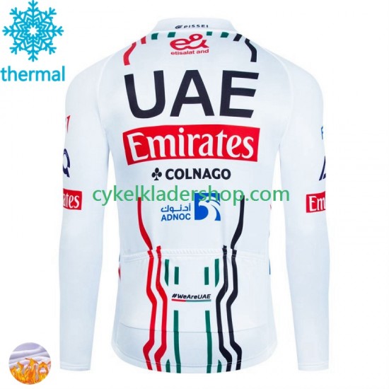 Uae Emirates 2024 Män Cykeltröja Vinter Thermal Fleece