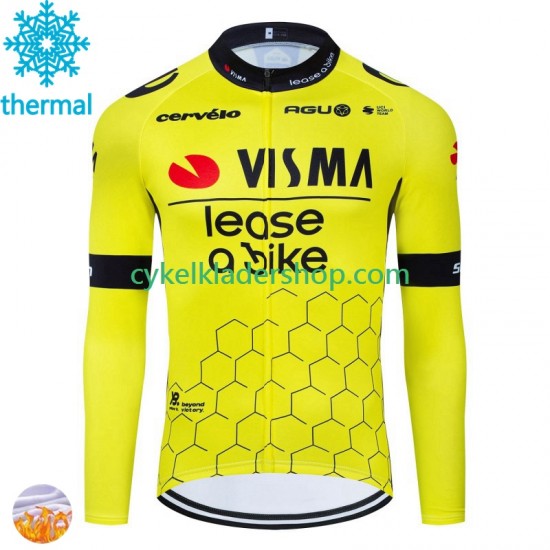 Visma Lease A Bike 2024 Män Cykeltröja Vinter Thermal Fleece