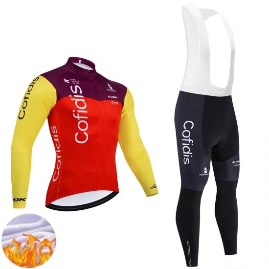 Team Cofidis 2025 Män Cykeltröja Långärmad och Bib Cykeltights Vinter Thermal Fleece