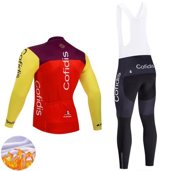 Team Cofidis 2025 Män Cykeltröja Långärmad och Bib Cykeltights Vinter Thermal Fleece