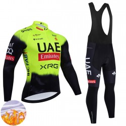 UAE Team Emirates XRG 2025 Män Cykeltröja Långärmad och Bib Cykeltights Vinter Thermal Fleece