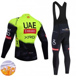 UAE Team Emirates XRG 2025 Män Cykeltröja Långärmad och Bib Cykeltights Vinter Thermal Fleece