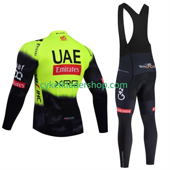 Pro UAE Team Emirates 2025 fluo Män Cykeltröja Långärmad och Bib Cykeltights