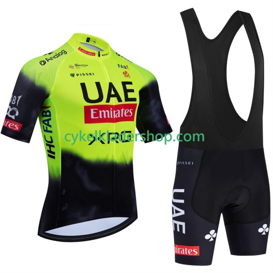 equipe Pro UAE Team Emirates 2025 fluo Män Cykeltröja och Bib Cykelshorts