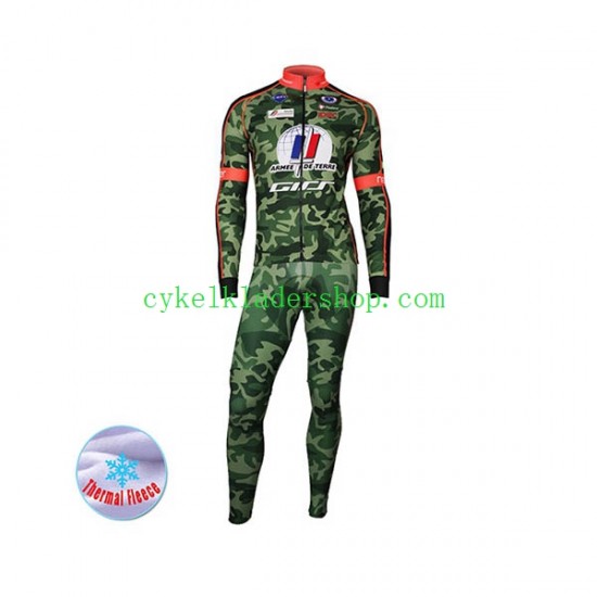 2017 Armee De Terre Män Cykeltröja Långärmad och Bib Cykeltights Vinter Thermal Fleece N001