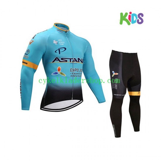 2017 Astana Pro Team Barn Cykeltröja Långärmad och Cykeltights N001