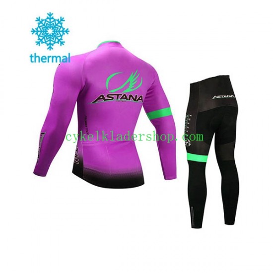 2017 Astana Pro Team Barn Cykeltröja Långärmad och Cykeltights Vinter Thermal Fleece N003