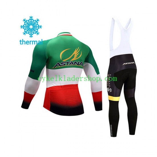 2017 Astana Pro Team Män Cykeltröja Långärmad och Bib Cykeltights Vinter Thermal Fleece N004