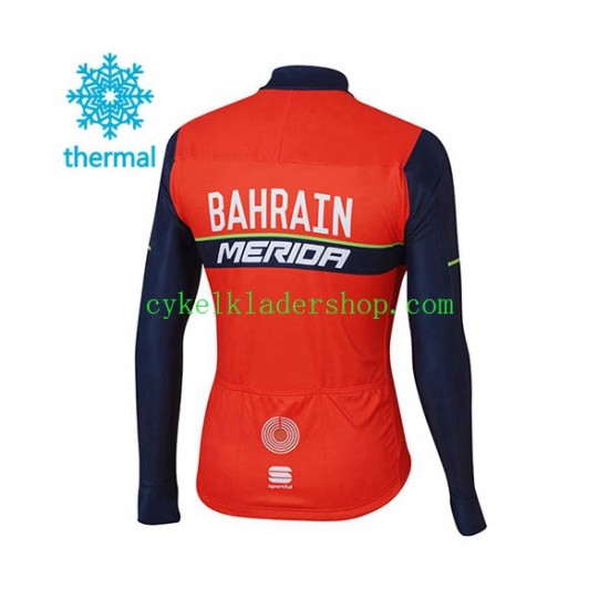 2017 Bahrain Merida Män Cykeltröja Vinter Thermal Fleece N001