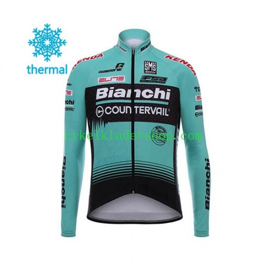 2017 Bianchi Countervail Män Cykeltröja Långärmad och Bib Cykeltights Vinter Thermal Fleece N001