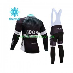 2017 Bora-Hansgrohe Män Cykeltröja Långärmad och Bib Cykeltights Vinter Thermal Fleece N001