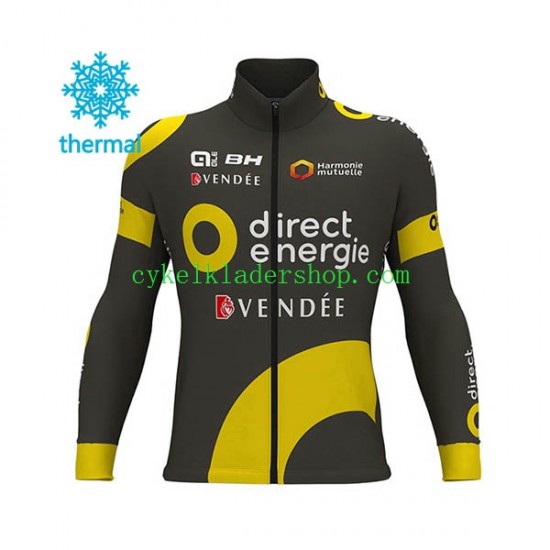 2017 Direct Energie Män Cykeltröja Långärmad och Bib Cykeltights Vinter Thermal Fleece N001