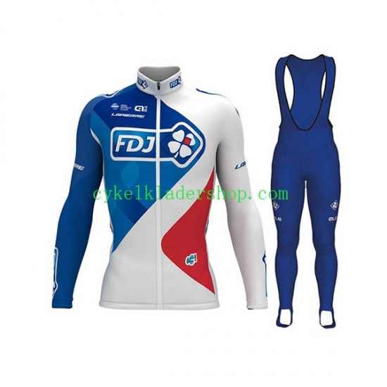 2017 FDJ Män Cykeltröja Långärmad och Bib Cykeltights N001