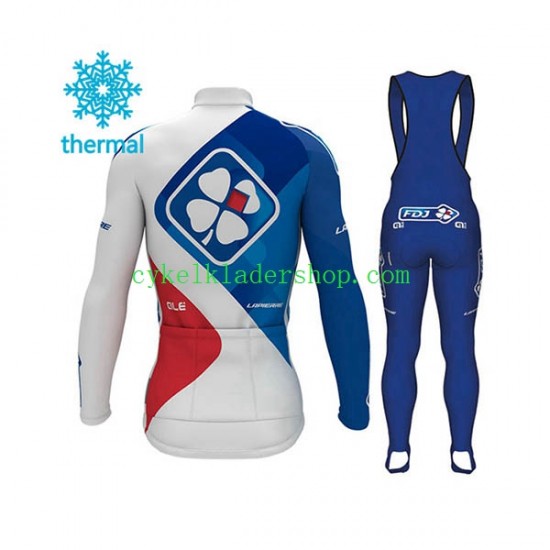 2017 FDJ Män Cykeltröja Långärmad och Bib Cykeltights Vinter Thermal Fleece N001