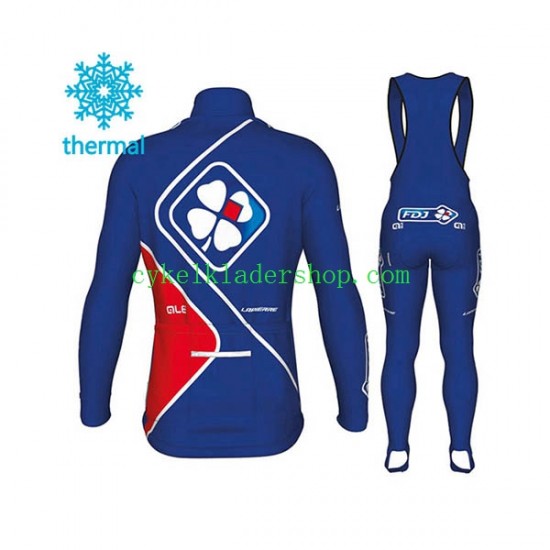 2017 FDJ Män Cykeltröja Långärmad och Bib Cykeltights Vinter Thermal Fleece N002