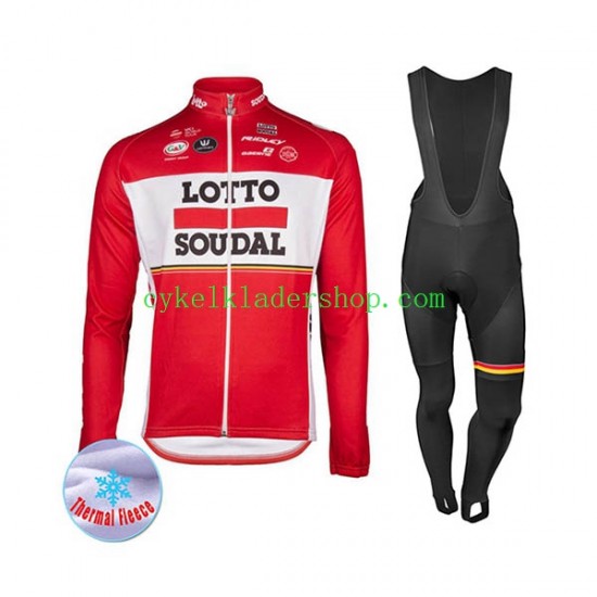 2017 Lotto Soudal Män Cykeltröja Långärmad och Bib Cykeltights Vinter Thermal Fleece N001