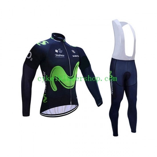 2017 Movistar Team Män Cykeltröja Långärmad och Bib Cykeltights N001