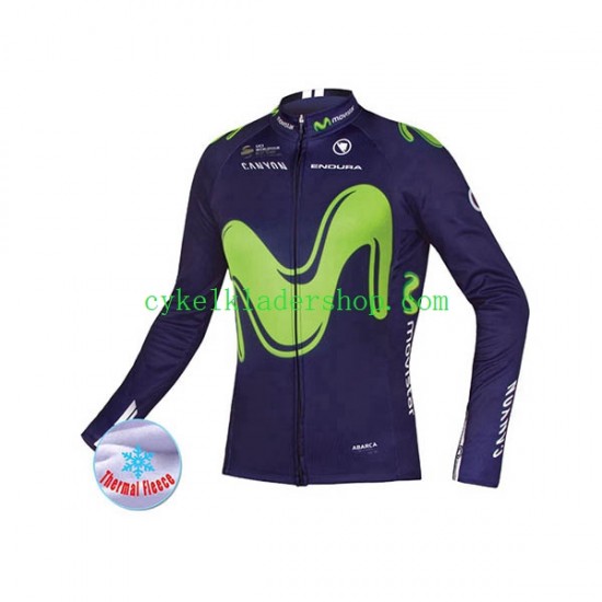 2017 Movistar Team Män Cykeltröja Vinter Thermal Fleece N001