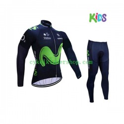 2017 Movistar Team Barn Cykeltröja Långärmad och Cykeltights N001