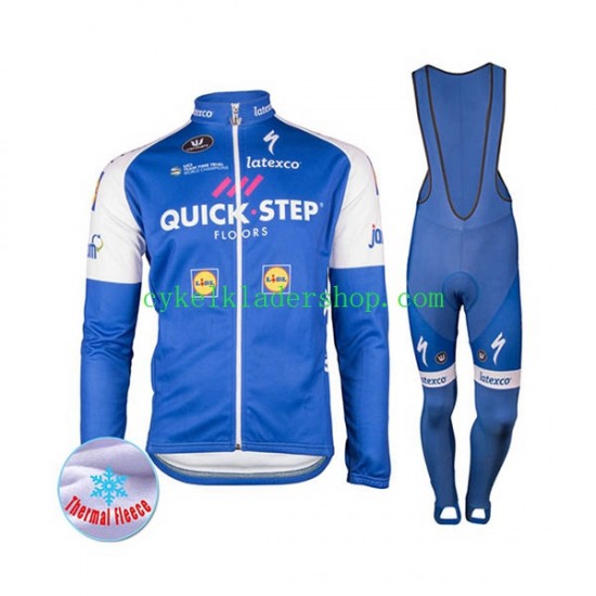 2017 Quick-Step Floors Män Cykeltröja Långärmad och Bib Cykeltights Vinter Thermal Fleece N001