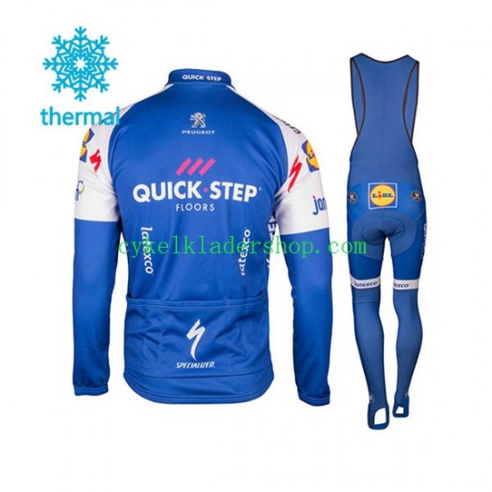 2017 Quick-Step Floors Män Cykeltröja Långärmad och Bib Cykeltights Vinter Thermal Fleece N001