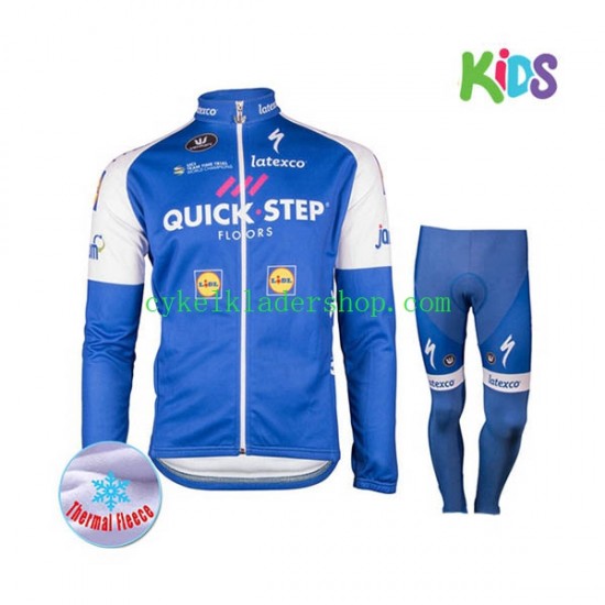 2017 Quick-Step Floors Barn Cykeltröja Långärmad och Cykeltights Vinter Thermal Fleece N001