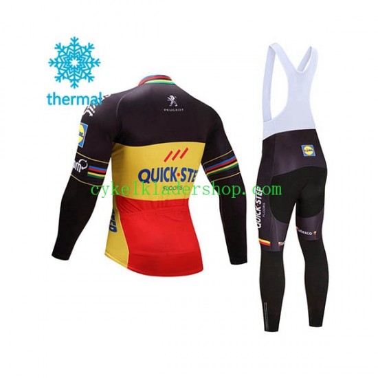 2017 Quick-Step Floors Män Cykeltröja Långärmad och Bib Cykeltights Vinter Thermal Fleece N002