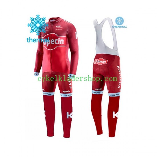 2017 Team Katusha-Alpecin Män Cykeltröja Långärmad och Bib Cykeltights Vinter Thermal Fleece N001