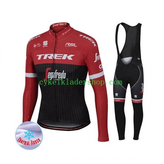 2017 Trek-Segafredo Män Cykeltröja Långärmad och Bib Cykeltights Vinter Thermal Fleece N001