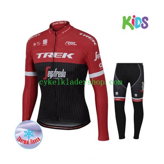 2017 Trek-Segafredo Barn Cykeltröja Långärmad och Cykeltights Vinter Thermal Fleece N001